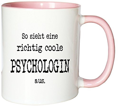Mister Merchandise Kaffeetasse So Sieht eine richtig Coole Psychologin aus. Teetasse Becher, Farbe: Weiß-Rosa
