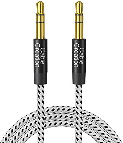 3.5mm Aux Kabel, CableCreation 3,5mm Stereo Audiokabel (Stecker auf Stecker), Klinkenkabel Kompatibel mit iPhone,Auto, Kopfhörern, Tablets, Priva III usw. 0.9M/3FT, Schwarz & Weiß