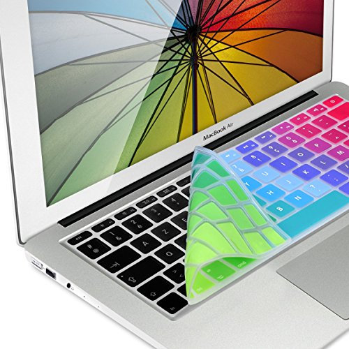 kwmobile Protection pour Clavier Compatible avec Apple MacBook Air 13''/Pro Retina 13''/15'' (jusqu'à mi-2016) - Protection Clavier Ordinateur AZERTY (FR) en Silicone - Multicolore-Vert-Bleu
