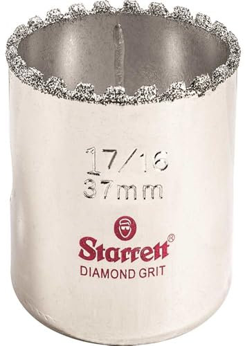 Starrett Diamond Grit Hole Saw - D0176 Ceramic and Tile Drill Cutter - For Brick Glass Marble Slate Stone Porcelain - 37mm (1.7/16 inch)
