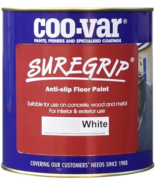Coo-Var SureGrip Non Slip Anti Slip Floor Paint for Concrete, Metal & Wood (5 Litre, Light Grey)