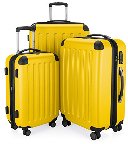 HAUPTSTADTKOFFER - SPREE - 3er Trolley-Set Rollkoffer Reisekoffer, (S, M und L) Koffer-Set, 4 Doppel-Rollen, , Gelb