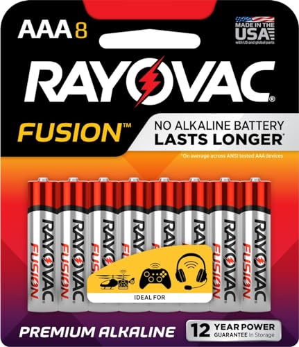 Rayovac Fusion AAA Batteries, Premium Alkaline Triple A Batteries, 8 Count