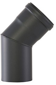 Kamino Flam Bogenknie schwarz, Winkel von 45°, Winkelrohr spezielll für Pelletöfen, Abgasrohr aus Stahl mit hitzebeständiger Senotherm® Beschichtung, geprüft nach Norm EN 1856-2, Maße: Ø ca. 80 mm