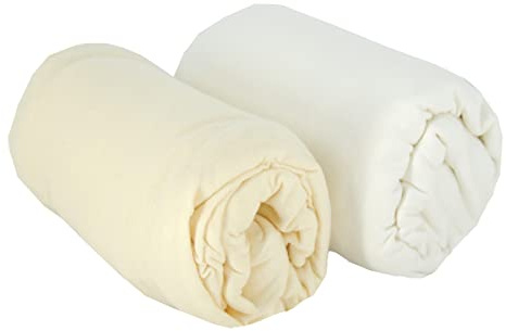 BabyCalin - Lot de 2 draps housse 60x120x15cm Ecru/blanc certifié OEKO-TEX