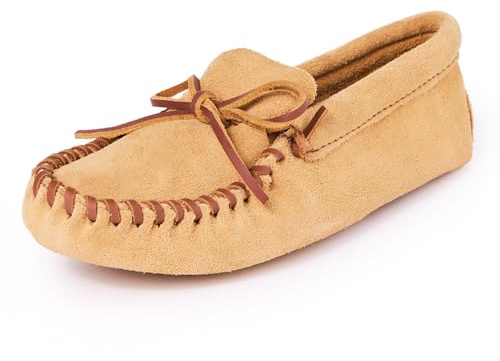 Minnetonka Men's Leather Laced Softsole Moccasin, Tan, 11.5 M US