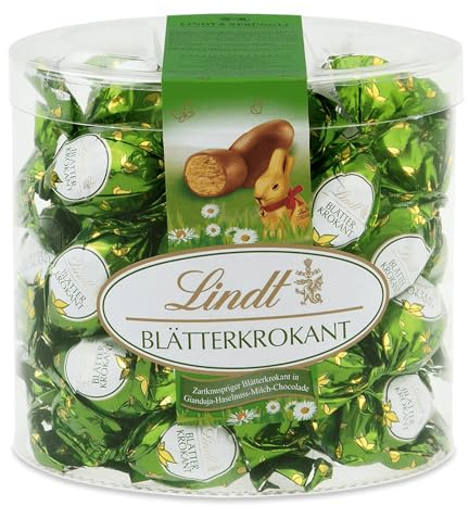 Lindt Blätterkrokant Box 425g | Zartknusprige Blätterkrokant-Eier in Gianduja-Haselnuss-Milch-Schokolade | Osterschokolade | Premium Schokoeier | Ostereier Geschenkbox | Schokoladengeschenk