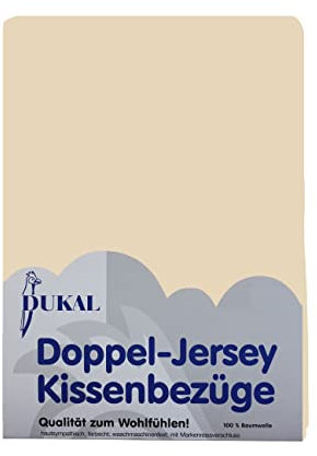 Dukal | Kissenbezug 40 x 40 cm | aus hochwertigem DOPPEL-Jersey | 100% Baumwolle | Farbe: Natur