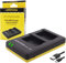 PATONA 1953 - Chargeur Double USB Pour Batterie Olympus Li-90b Li-92b - Noir Jaune