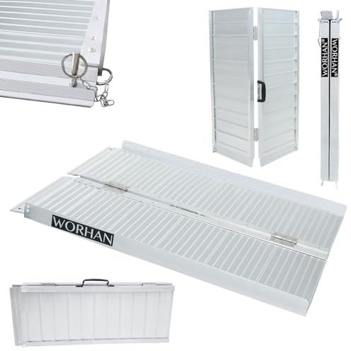 WORHAN RAMPA DI CARICO A VALIGIA IN ALLUMINIO max 272 KG PER SEDIA A ROTELLE GRANDE SELEZIONE (91cm) R3
