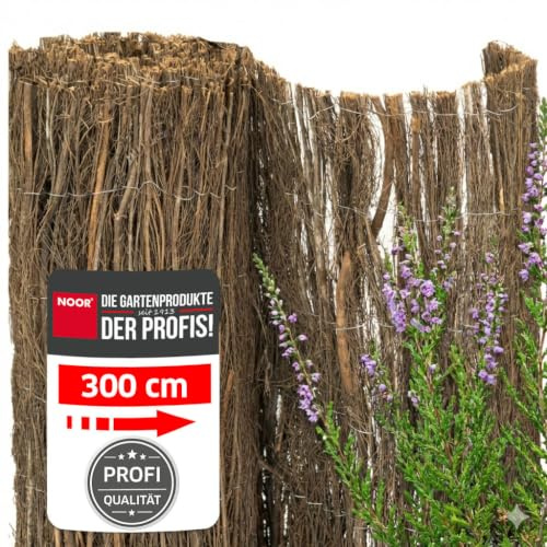 NOOR Heidematte HAWAII - Sichtschutzmatte Heidezaun - Natur 1,0 x 3,0 m | Natürlicher Sicht- & Windschutz aus Heidekraut für Balkon, Terrasse & Balkon - Zaunblende verwebt mit verzinktem Draht