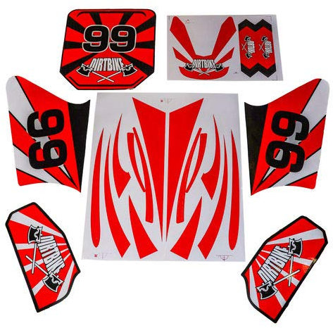 HMParts Pit Bike/Dirt Bike Top Aufkleber Set Rot