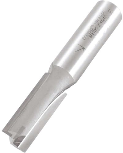 Trend Professional Straight Two Flute Router Cutter, 1/2 Inch Shank, 12.7mm | Clearance Ground Tungsten Carbide Tipped Cutter For Straight Cuts In Wood, 1/2 In Shank, 12.7mm Cut Diameter, 3/81DCX1/2TC