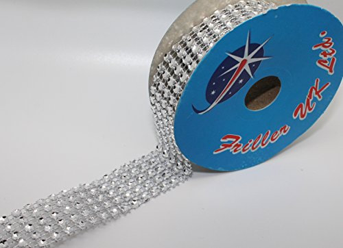 Diamante Effect Ribbon (5 rows) 2m x 25mm - Bridal Weddings Cake Occasions by Friller UK Ltd.
