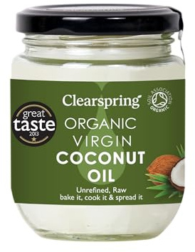 Clearspring Organic Coconut Oil Unrefined & Raw | 200g | Cold Pressed | Award Winner | Delicate Nutty Flavour | Vegan | Kosher | Suitable for Cooking, Baking & Frying