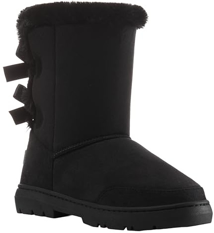Femmes Double Arc De Haut Fourrure Étanche Hiver Pluie Neige Bottes - Noir - 40