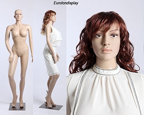 Eurotondisplay Schaufensterpuppe SF-25 mit 2 Lange Perücken gratis,Brustumfang 96cm Metallplatte PE Plastik