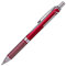 Pentel BL407B-A Gel-Tintenroller EnerGel Sterling Druckmechanik in silber-rotem Metallgehäuse 0,35 mm Strichstärke, 0,7 mm Kugeldurchmesser, schwarz, 1 Stück (1er Pack)