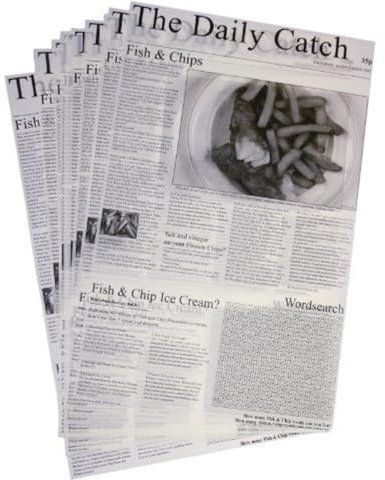 Greaseproof Paper Squares - Newspaper Print Pack quantity: 500