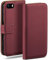 moex Flip Case for iPhone 5s / 5 / SE (2016), Mobile Phone Case with Card Slot, 360-Degree Flip Case, Book Cover, Vegan Leather, Maroon-Red