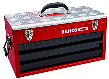 Bahco 1483KHD3RB - Caja de herramientas metálica con 3 cajones y bandeja superior