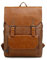 DokinReich Retro PU-Leder Vintage Rucksack Wanderrucksack Damen Herren Schultertasche, L, Braun 1