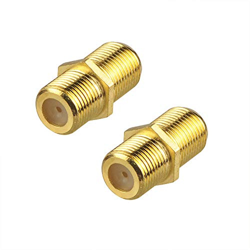 VCE Coaxial Cable Connector, RG6 Coax Cable Extender F-Type Gold Plated Adapter Female to Female for TV, Satellite, 2 Pack