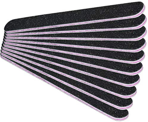 10x Profifeile Nagelfeile gerade schwarz Körnung 80/80 - Kern pink/rot