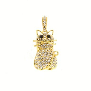 Long Dream 16 Go Petite Motif Bling Diamant de Chat Metal d'or de Style clé USB