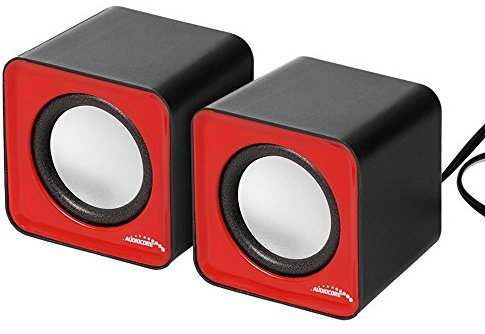 Audiocore AC870 - Altavoces para PC, USB, 2x3W, Auto Alimentado, Color Rojo o Negro (Rojo)
