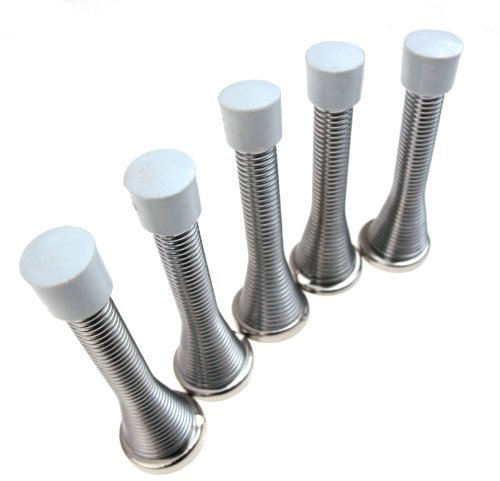 Home Smart Chrome Spring Door Stop (2-Pack) - Including Fixings & Screws