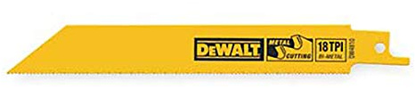 DEWALT DW4811 6-Inch 18 TPI Straight Back Bi-Metal Reciprocating Blade (5-pack)