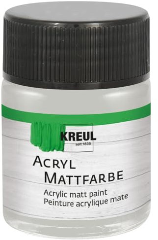 KREUL 75537 - Acryl Mattfarbe, silber im 50 ml Glas, cremig deckende, schnelltrocknende Farbe auf Wasserbasis, für viele verschiedene Untergründe geeignet