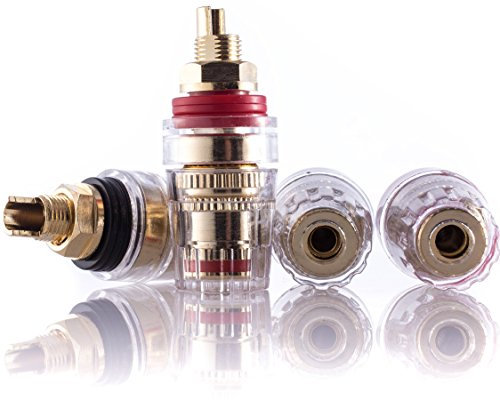 Hifi Lab Polklemmen 24-k vergoldet Lautsprecher Terminal Binding post Bananen-Buchse Audio Anschlussklemmen High-End lötbar 4mm gold 4x