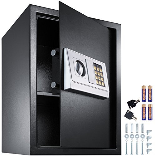 tectake® Coffre Fort avec Serrure Électronique Porte & 4 Piles 50x35x34,5cm avec Système de blocage de sécurité Cachette bijoux montre homme montre femme arme dans bureau armoire chambre maison hôtel