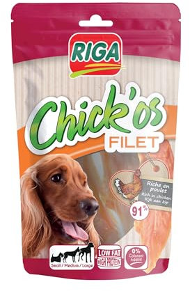 RIGA - Chick'Os Filet - Friandise Chien - Filet De Poulet - Riche En Protéines - Faible Teneur En Matière Grasse - Sans Colorant Ni Additifs - Récompenses Naturelles Idéales - 100 g