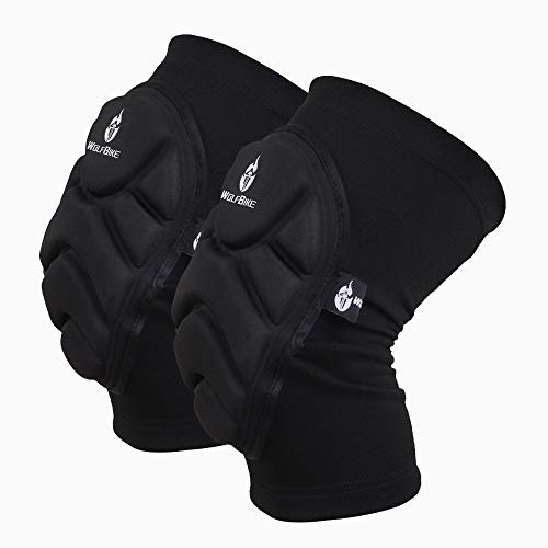Knieschoner von WOLFBIKE zum Skifahren, für Torwart, Fußball, Volleyball, Extremsport, Knieschutz, Knieschoner, schwarz, Schwarz , L (Thigh 13-17)