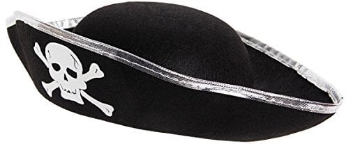 Alsino Totenkopf Piratenhut für Erwachsene Seeräuber Pirat Hut Piratenparty Piratenkostüm ph-01 Farbe: schwarz silber