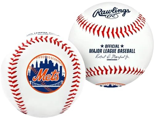 Rawlings | MLB Team Logo Baseball | New York Mets | Official | White