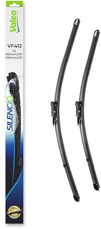 VALEO Silencio Wischer - VF412 - Leistungsstarke, hervorragende Sicht auf der Straße, einfache Montage - originale Flachblätter 650mm/580mm - Vorne - Set mit 2 Wischerblättern - 574325