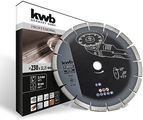 kwb AGGRESSO-FLEX® Black-Line Diamanttrennscheibe ø 230 mm mit segmentiertem, lasergeschweißtem Turborand, gesintert, mit 22,23 mm Bohrung und hoher Lebensdauer