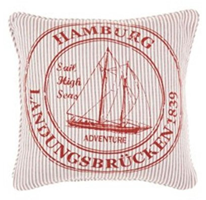 Unbekannt Kissenhülle - Kissenbezug Ocean Hamburg - rot weiss - ca 45x45 cm - ohne Füllung