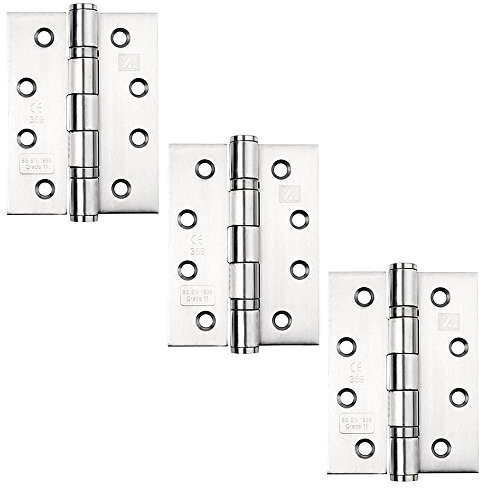 3 x Grade 11 Fire Rated Ball Bearing Door Hinges CE Rated Polished Chrome Plated