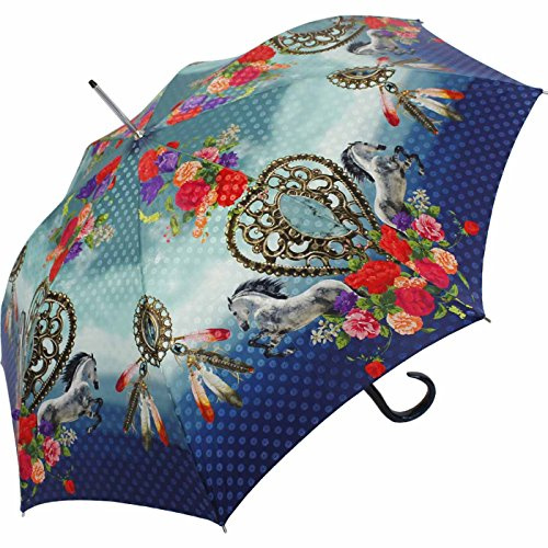 VIP Doppler Manufaktur Damen Stockschirm Elegance Satin Boheme Horse Dream