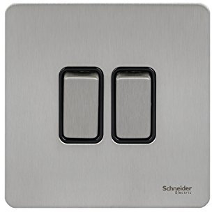 Schneider Electric Interrupteur double en chrome poli avec insert Noir 16AX