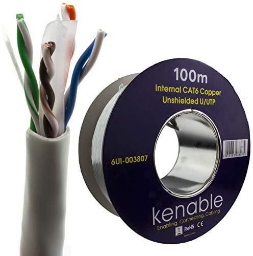 kenable Indoor CAT6 UTP 23AWG COPPER Ethernet PVC Network Cable Reel BOX 100m Grey [100 metres]