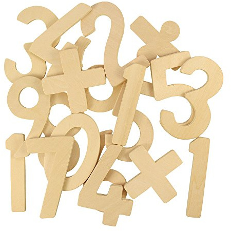Bigjigs Toys Wooden 123 Drawing Templates - Numbers & Basic Math Symbols