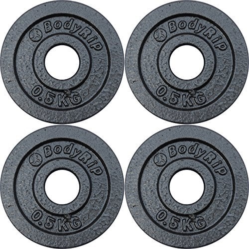 BodyRip Cast Iron Weight Plate | 4x 0.50kg Fraction Disc, 1 Standard Hole | Dumbbell or Barbell | Home Gym Training, Weightlifting