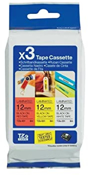 BrotherTZ-Tape Schriftbandkassette Multipack, 8m/12mm, laminiert