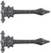 Black Cast Iron Spear Hinges Leaf Design Pair Of New (9